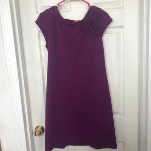 Purple cap sleeve dress with flower detail